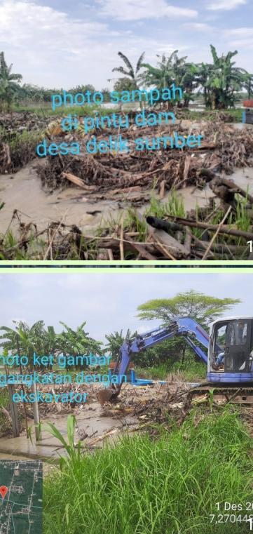 PU SDA, Tangani Sampah Pintu Dam Desa Delik Sumber